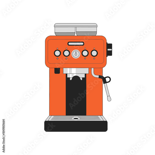 Modern orange espresso machine with sleek design and digital controls for coffee enthusiasts