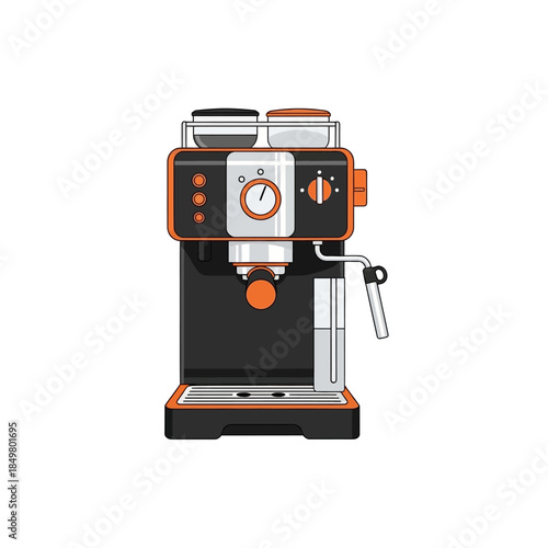 Modern compact espresso machine with sleek digital controls and stainless steel components for