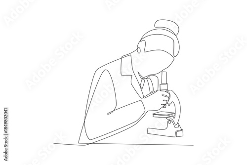 Researchers are analyzing DNA samples. Dna analysis concept one-line drawing