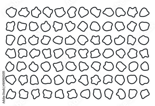 Seamless pattern abstract irregular pebble stone contour shapes hand drawn organic sketch collection vector minimal modern decorative background creative design texture arrangement wallpaper illustrat