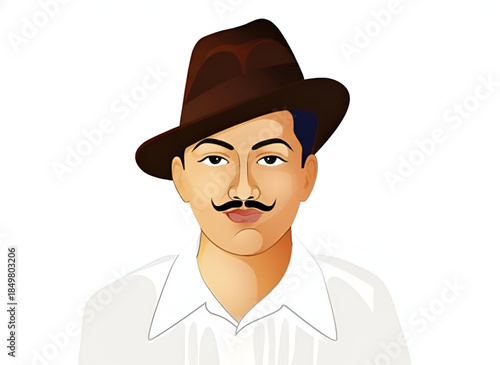 Bhagat Singh Indian freedom fighter patriotic illustration representing republic day independence day revolutionary hero sacrifice army martyr shahid divas national pride history heritage patriotic 
