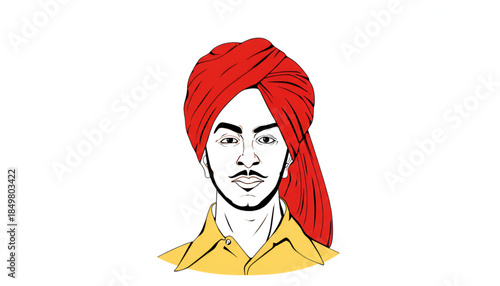 Bhagat Singh Indian freedom fighter patriotic illustration symbolizing republic day independence day revolutionary hero army sacrifice shahid divas national pride courage history heritage celebration 