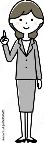 指をさすスーツの女性