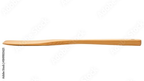 Isolated wooden spatula for cooking, a wood kitchen utensil with flat surface for mixing food