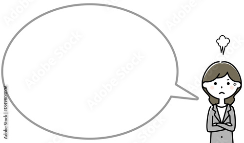 怒っているスーツの女性　ふきだし
