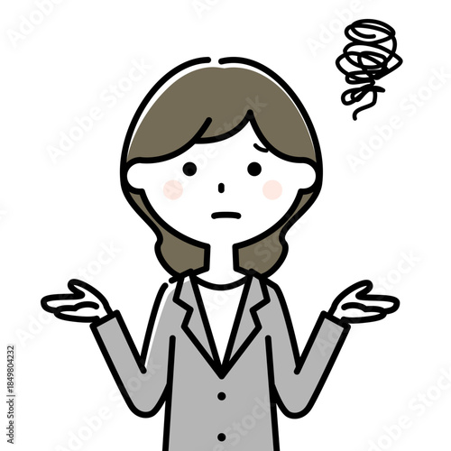困っているスーツの女性