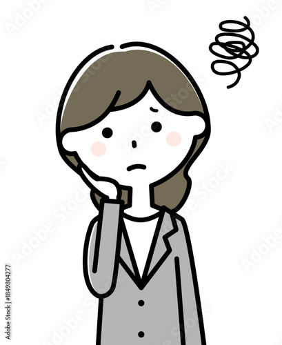 困っているスーツの女性