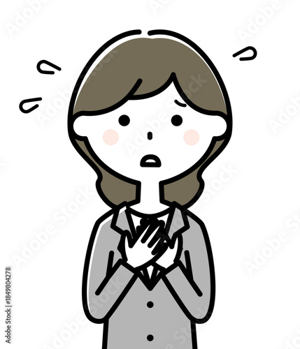 戸惑っているスーツの女性