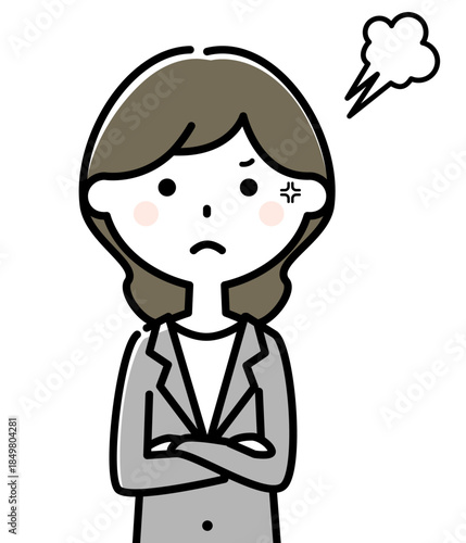 怒るスーツの女性