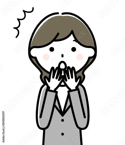 驚くスーツの女性