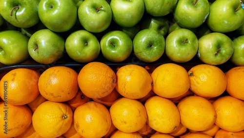Fresh Green Apples and Bright Oranges
