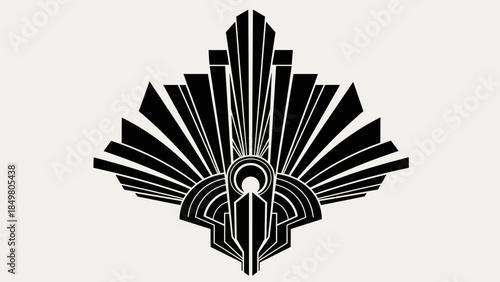 Black Art Deco Style Geometric Pattern Design.