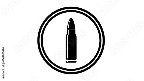 Black Bullet Icon on White Background.