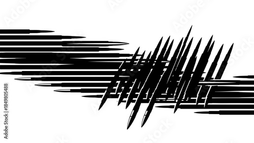 Black Brush Strokes on White Background.