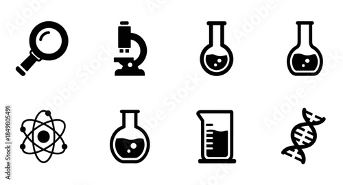 Black education and e-learning icons set including book, pencil, computer, video, and target.