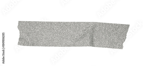 Silver glitter tape piece with shimmering effect, adding sparkle and texture for festive transparent decoration, background