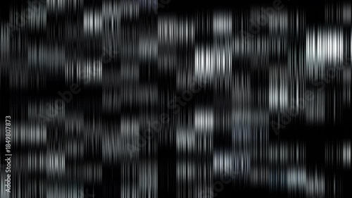 Abstract white and silver digital glitch blocks motion background featuring elegant monochrome flickering data streams, minimalist cyber technology visualization and shimmering light streaks
