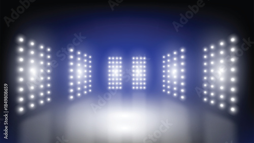 Illuminated corridor with grid lights