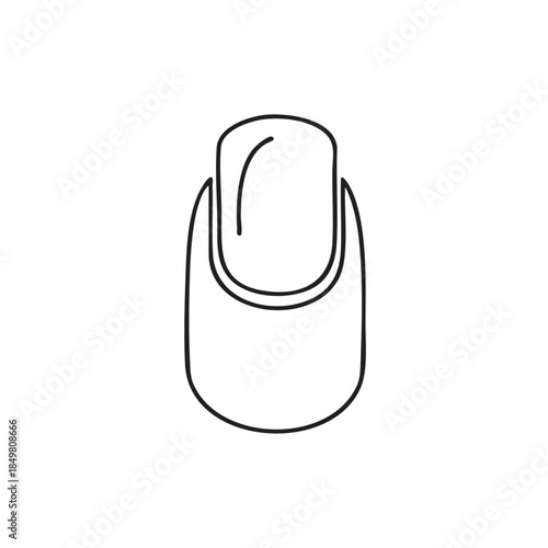 Minimalist Line Art Illustration of a Finger and Nail on Transparent Background