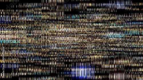 Abstract golden digital noise and glitch blocks motion background featuring dynamic shimmering amber light streaks
