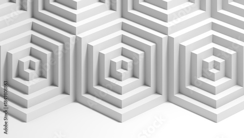 Abstract, modern wall design featuring a geometric hexagonal pattern