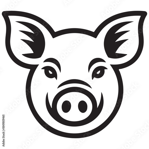 Stylized pig face in bold black lines on white background