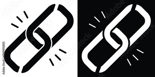 Link icon vector illustration glyph style on white and black background