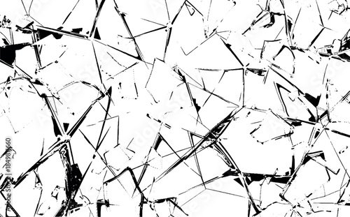Surface of broken glass texture. Sketch shattered or crushed glass effect. Vector isolated on transparent background. Background Vector illustration of broken glass silhouette isolate, High resolution