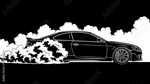 Black Car with Smoke Illustration.