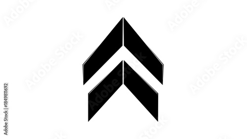 Black Chevron Symbol on White Background.