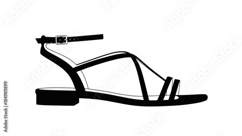 Black Female Sandal with Ankle Strap.