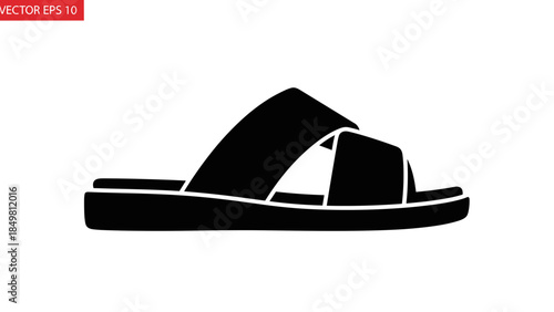 Black Flip Flop Sandal on White Background 1.