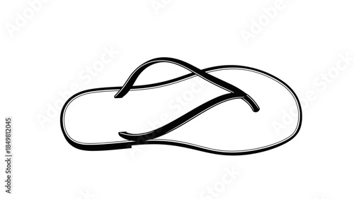 Black Flip Flop Sandal on White Background 2.