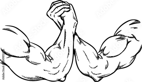 Interlocked Muscular Arms Strength Symbol