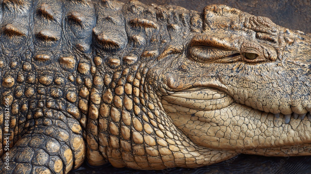 Fototapeta premium Close up of crocodile scales and eye detail