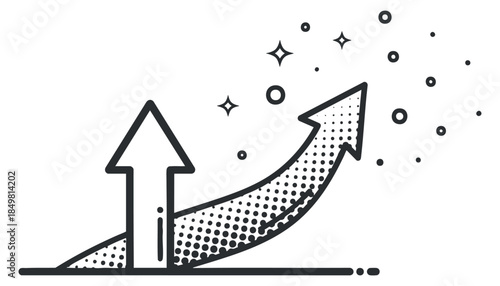 A graphic representation of upward arrows symbolizing growth and success in a minimalist vector style, ideal for business and analytics projects