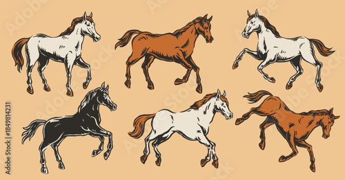 Colorful running horses