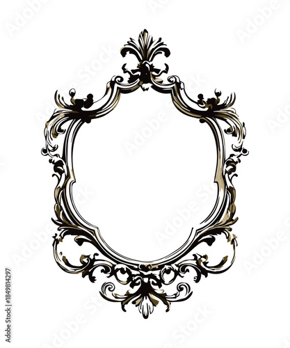 Detailed ornate baroque-style frame with decorative flourishes, perfect for invitations, artistic borders, or vintage-themed projects.
