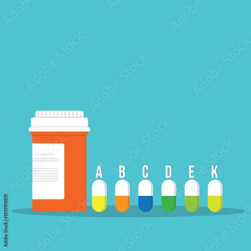 Vector illustration of a supplements and essential vitamins.	