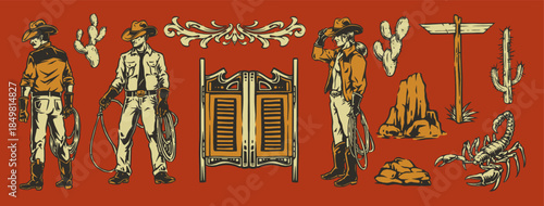 Cowboys in a desert scene