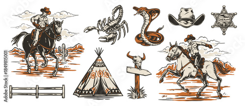 Wild west adventure scenes