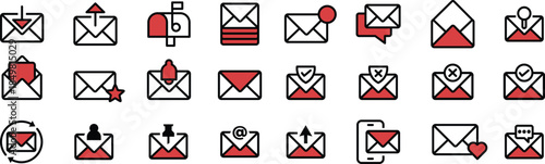 Large Icon Pack Collection Email for Modern Web Design, Mobile Apps, UI UX and Design Resources