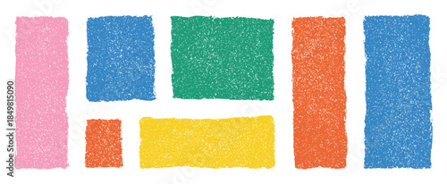 Geometric colorful rectangles vector illustration with hand drawn grunge texture on transparent background, modern abstract composition for design, layout, poster, decoration, digital art