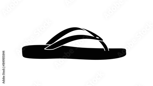 Black Flip Flop Sandal on White.