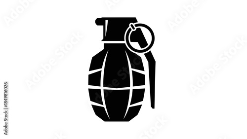 Black Grenade Icon with Safety Pin.