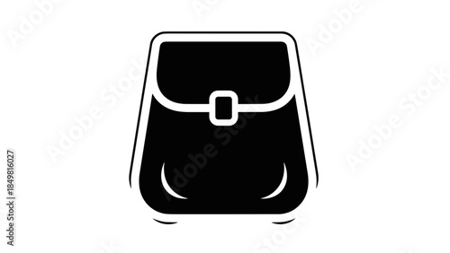 Black Handbag with Flap and Buckle.