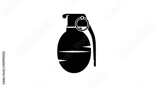 Black Hand Grenade Illustration Isolated.