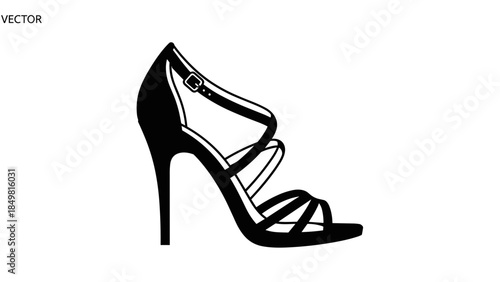 Black High Heel Shoe Fashion Illustration.