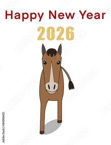 2026年ハッピーニューイヤー午年のイラスト