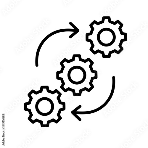 Gear icons representing automation workflow in a simple design  